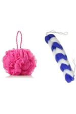 Lonekart Round Loofah and Bath Belt for Bathing (pack of 2)