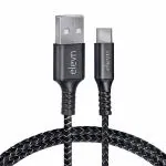 elevn flex Unbreakable 60W / 3A Fast Charging Short Power Bank Cable, 0.5m Braided Type C Cable for Smartphones, Tablets, Laptops, PD Technology, 5Gbps Data Sync, Quick Charge 3.0 (Black & Grey)