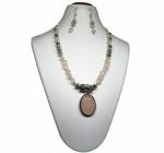 JAYA VISION ENTERPRISES Gemstone Rose Quartz Pencil Cut Pendant Necklace