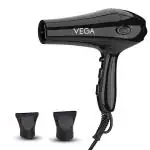 Vega VHDP-02 2000 W Plastic Pro Touch Professional Hair Dryer With 2 Detachable Nozzles, Black