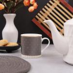 AMORA Grey with golden Hearts Perfect for your Loved Ones ( Set of 6 )