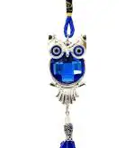 Kesar Zems Blue Resin Evil Eye Wall with Owl Figure Hanging Amulet