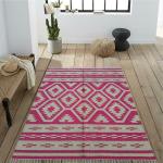 Budhraj Durry Udhyog Handwoven 4x6 Pink Jute Dhurrie Rug/Flat Woven Livingroom Durry/eco-Friendly 100% Woven Modern Kilim Rug/Reversible and Washable Jute kilims/Dari/Satrangi - 120x180cm.