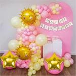 SPECIALYOU.IN Pastel Balloons for Birthday decoration items for girls, birthday theme decoration for girl, yellow & pink balloons for decoration, Sun & star foil balloons for birthday decor- 57 items