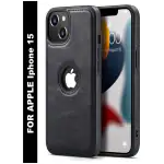 SYOTT Protective COLOR Pure Leather Back Cover For Apple Iphone 15 | Shield Your Device with Style | Black