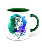 Whats Your Kick Virgo Horoscope Quotes With Women Printed Dark Green Ceramic Coffee Mug 325 ML