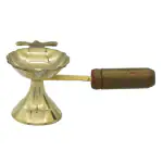 pujaNpujari Brass Loban Burner Aarti Diya with Handle - Harathi Stand for Pooja Brass Table Diya (Height: 2 inch)