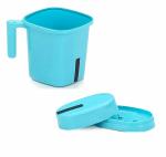SHOPOBOX Square Mug Plastic Bath Mug Set of 2 Pcs Durable Long Lasting Quality, Bathroom Set (524+538 Blue)