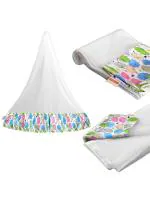 VParents Mosquito Net for Baby Cradle Jhula Saree Swing with Zip Opening at Bottom - Blue