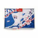 LuvLap White and Blue Over Print New Born Baby Garment Gift Set (0 to 3 Months, Pack of 8)