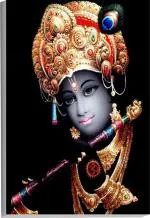 Surmul Multicolor Sunboard Medium Lord Krishna Playing Flute Temple Adhesive Sticker