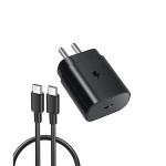 eKus 25W Fast Charger Compatible For Samsung Galaxy F62, F 62 Charger 25 W Travel Adapter for Cellular Phones with USB C to Type C Cable -(ZA2,SMG,) (Black)