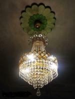 PRMOAGEN Round Antique Crystal Big size Jhhomar Lamp Chandelier Ceiling Light for Living Room