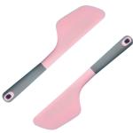 Ramkuwar 2 Piece Large Silicone Omelette Spatula Kitchen Turner Scraper with Non Slip Grip for Scraping Butter, Jam and Cake Decorating Baking Tools (Light Pink)
