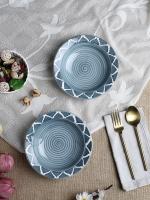 The Decor Lane Ceramic Hand-Painted Grey Pasta Plate - Set of 2