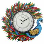 CRAFT WHEEL 69Circadian Wall Peacock Design Clock for Home décor Plastic Watch Multicolour 33x33cm