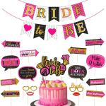 Zyozique Bridal Shower Photo Booth Props,Cake Topper And Banner - Large And Durable Photo Booth Props And Signs For Bridal Showers, Weddings, Bachelor