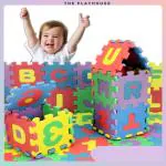 BLUE SEED A-Z Alphabet Mat and 0-9 Numbers Mat Puzzle Foam Mat for Kids 3D Puzzle Games Cubes Toys Learning Alphabet and Number Mat for Kids 36 Pieces Puzzle Foam Eva Mat