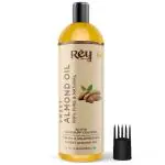 Rey Naturals Almond Hair Oil 100 Percentage Pure Almond Oil Badam Oil Virgin and Cold Pressed Sweet Almond Oil for Hair and Skin 200ml