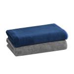 Cotton Bolls Textiles Microfiber Bath Towel Set Of 2 (Grey-Navy) Kitchen Towel Super Soft, Lint Free, Quick Dry, Multi-Purpose Towel