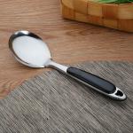 Leeonz Large Serving Spoons, 304 Stainless Steel Cooking Spoon with Heat Resistant Plastic Handle, Rice Paddle Spoon with Plastic Handle,Stainless Steel Utensils, Cooking Spoon, 13Inch (1PCS)