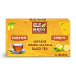 Hello Healthy Sugar Free Instant Lemon Masala Black Tea |Refreshing Natural Flavour |Detoxify Immune with Added Vitamin C | 20 Serving Sachets