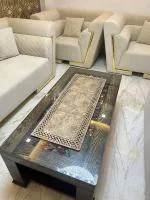 MONKDECOR Beautiful Velvet Cutwork Design Center Table Runner (Size-15x33 Inches) Design-Velvet Gold