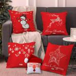 Indigifts Merry Christmas Cushion Covers for Decor (16x16 Inches, Red) -Set of 4 and Revesible Santa Soft Toy, Christmas Decoration for Home, Xmas Gift Itmes, Cushion for Decoration, Printed Cushions