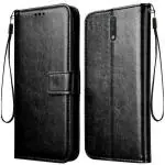 Frazil Vintage Leather Finish Flip Cover for Nokia 2.3 | Inside Pockets & Inbuilt Stand | Wallet Style Back Case | Magnet Closure (Black)