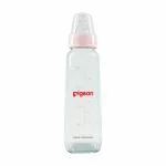 Pigeon Pink Glass Baby Feeding Bottle For 9+ Month Babies,BPS Free,BPA Free,With Add Nipple L, 240 ml