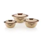 Blu Bel Galaxy Classic Insulated Inner Stainless Steel Casserole (500ml, 1000ml, 1700ml) Pack of 3 Thermoware Casserole Set (500 ml, 1000 ml, 1700 ml)