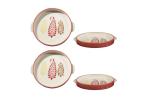 Caffeine Red Ceramic Sizzler Tray (Set Of 4)