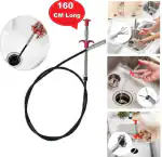 QINPIN Drain Cleaner Stick - Multipurpose Stainless Steel Hair and Dust Removal Long Wire for Drain, Sink, Bathtub, Sewer Cleaning