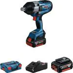 Bosch GDS 18V-1050 H Heavy Duty Cordless Impact Wrench, BITURBO Brushless Motor, 1,050 Nm, M 24, 2.9 kg, Speed Selection + 2 x battery GBA 18V 5.0Ah, Quick charger GAL 18V-40, L-BOXX 136