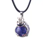 Astroghar Lapis Lazuli Ball And Prince Crown Alloy Crystal Pendant For Men And Women