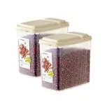 Lock & Lock Easy to Open and Close Dry Food Storage Container with Ivory Flip Lid, 1.6 Liters, Transparent, Set of 2 (HTE535)