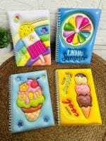 Radhya Accessories Cute 3D Printed Design Spiral Diary for Kids Dessert Notebooks Ice Cream Spiral Pads planners (Pack of 2)