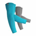 KUE Compression Arm sleeves for men and women | Running, Sports Activity | Improved Blood Circulation, Support & Recovery, Protect Elbow from Injuries (Combo Pack of 2 - Turquoise-Grey Size- S/M)