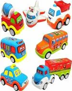 Toys R Joys Set of Car Toys Push & Pull Toys | Non-Toxic Toy | Including Airplane,Bus,Taxi,Car Truck Toy & Mini Bus for Boys & Girls | (Pack of 7) (Multicolor)