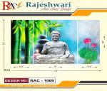 MADHAV Set of 3 Lord Buddha Meditating UV textured High Quality MDF Self Adeshive Digital Reprint 18 inch x 12 inch Painting 