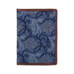 The Clownfish Blue Floral Tapestry Fabric, Faux Leather Passport Wallet Travel Document Organizer With Multiple Card Holder Slots