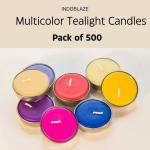 Indoblaze Tea Light Candles - Pack of 500 Unscented Multicolor Candles| Smokeless| 10 gm each