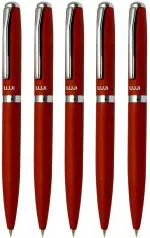 UJJi Brown Colour Metal Pen with Twist Open Pack of 5pcs Blue Ink Ball Pen