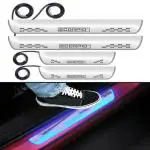 FABTEC Car Door Foot Step Sill Plate with Mirror Finish LED Car Sill Plate Compatible with Mahindra Scorpio-N Car (Set of 4 PCS, Blue)