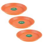 TrustBasket UV Treated Round Bottom Tray(Plate/Saucer) Suitable for 18 inch Round Plastic Pot-Terracotta Color-Set of 3