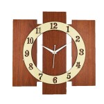 Nozvera Wall Clock For Home Modern Handmade Stylish Silent Non-Ticking Wooden Wall Clock For Living Room Bedroom Kitchen Office ( Brown Beige, 30cm x 30cm )