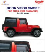 FALCON CAR DOOR/RAIN VISORS IN TRENDY SMOKE COLOR FOR THAR 2020 ONWARDS