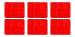 Ecofood-meal with Nature Mft by Lifestyle Enterprise Red Square Plastic 5 Compartment Plates (Set of 6)