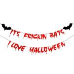 Festiko Halloween Banner Scary Blood Drop Banner For Halloween Theme Horror Vampire Zombie Supplies Mantle Home Haunted Houses Decor, Its Frickin Bats I Love Halloween