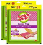 Scotch-Brite Sponge Wipe, Kitchen Cleaning Sponge, Reusable, Multi-Color, Easy to use (5N, Pack of 2)